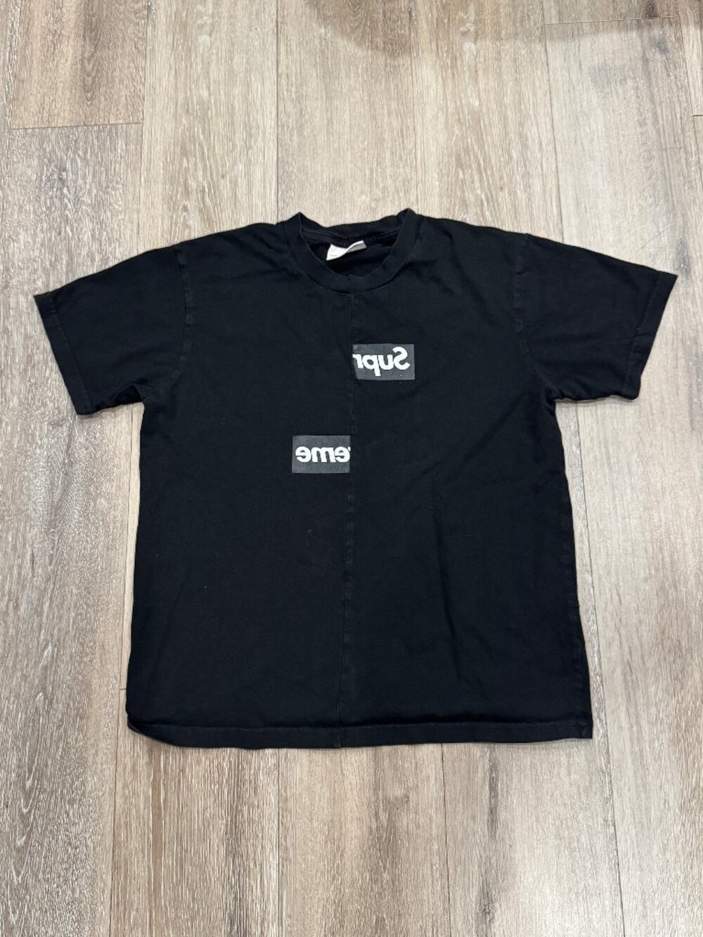Black Supreme x Comme Des Garçons Shirt Split Box Logo Tee